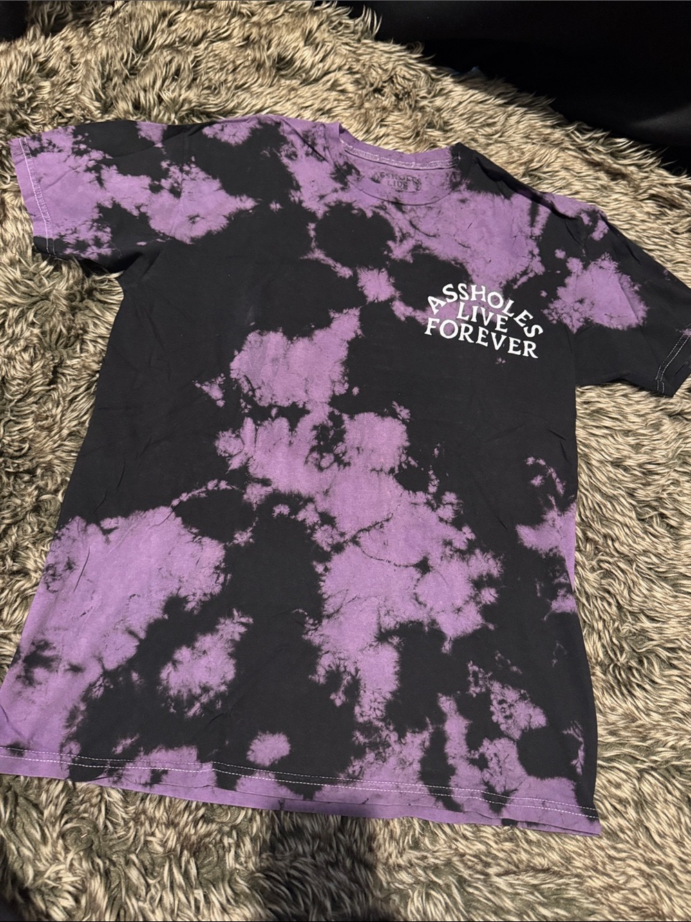 Graphic Tie-Dye Short Sleeve Tee - Purple & Black